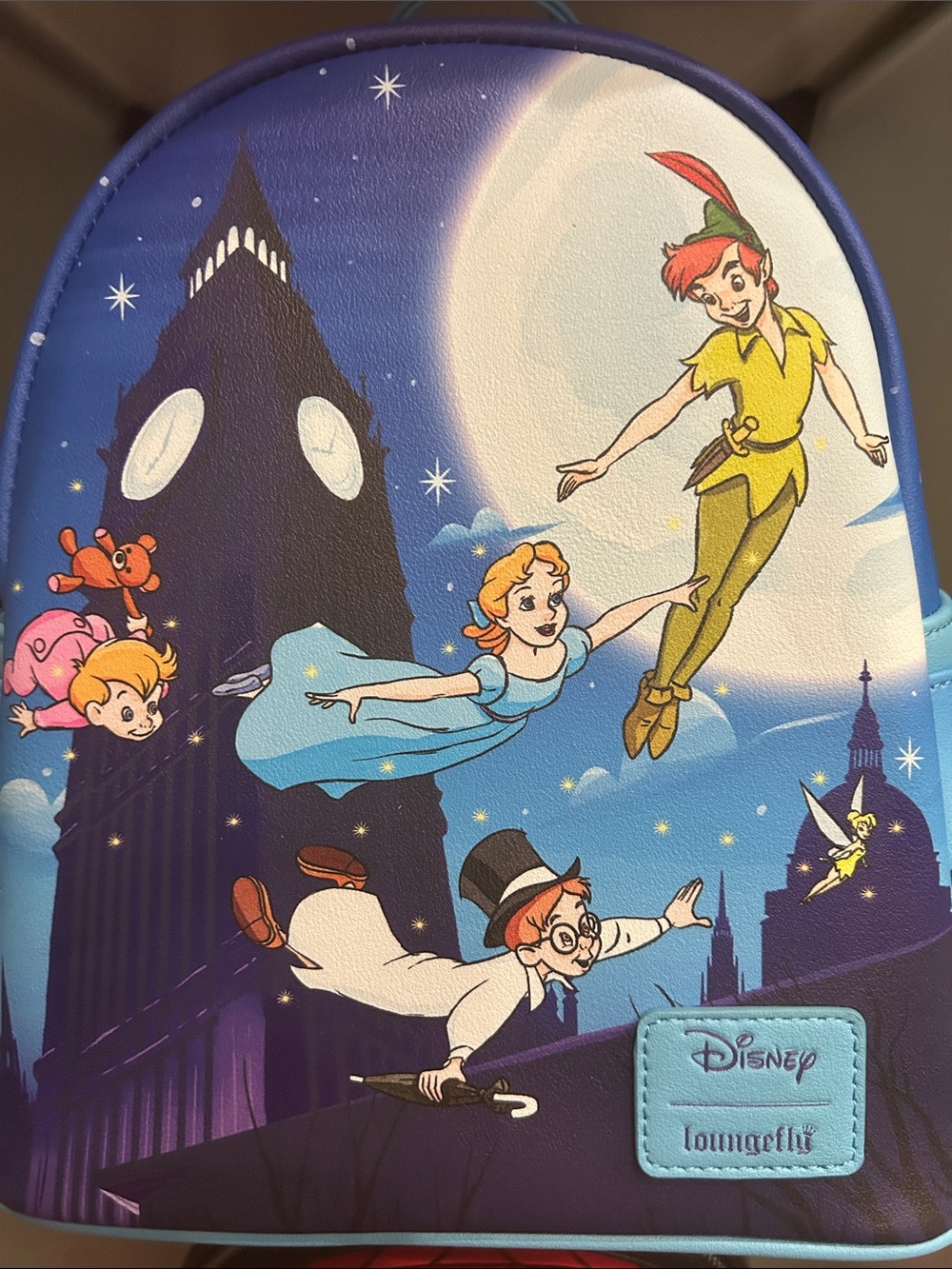 Disney Peter Pan Scene Kids Backpack in Blue and Yellow
